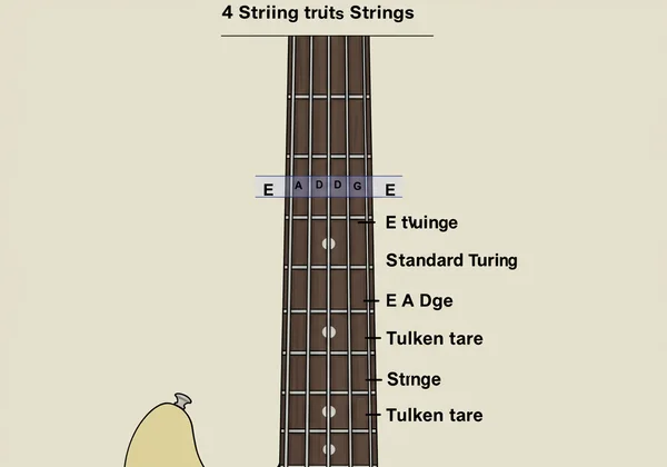 Diagram showing E, A, D, G strings on a 4-string bass